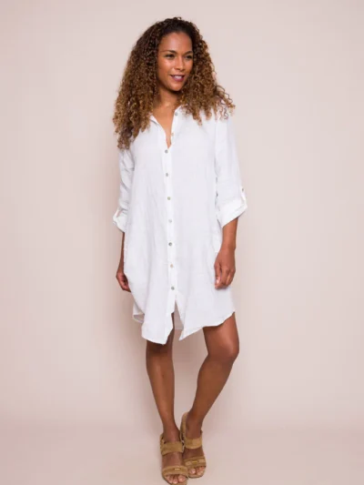 Simone Linen Midi Shirt Dress